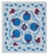 Cream, Blue & Dark Red Silk Embroidery Suzani Textile Lace Pillow Cover. 15"x18" For Sale
