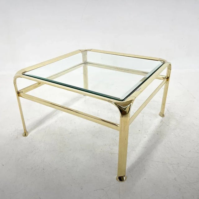 Italian Coffee Table in Brass and Glass by Mauro Lipparini, 1970s For Sale - Image 11 of 13