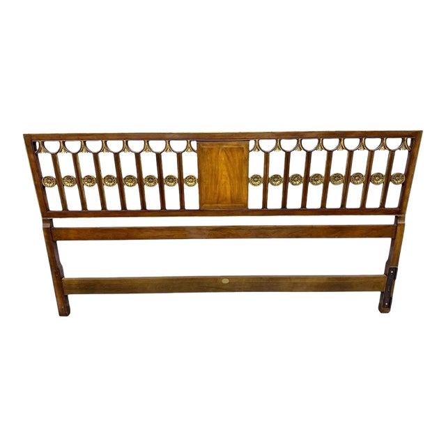 Vintage Baker Furniture Hollywood Regency Walnut King Size Headboard For Sale