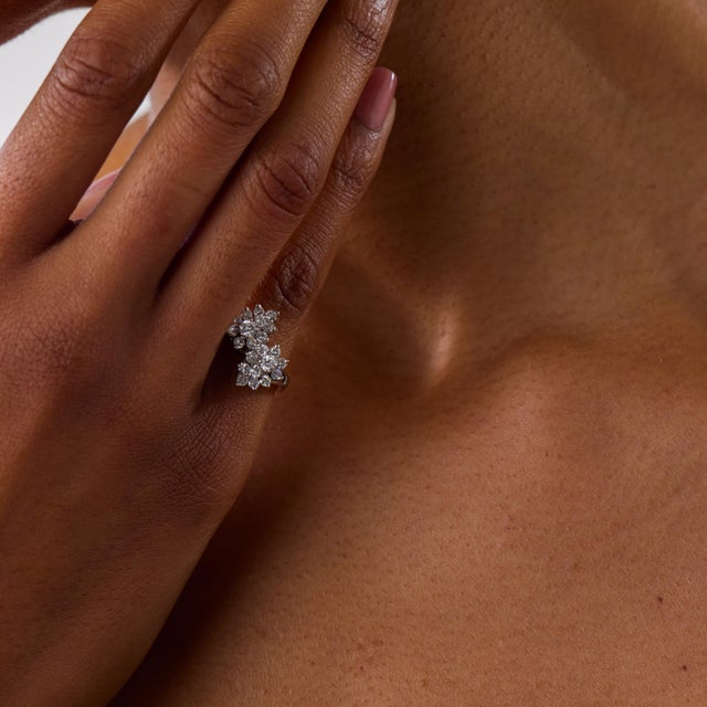 This beautiful vintage diamond Toi Et Moi ring is a refined 1990’s design, crafted in 14k white gold and set with 22 round...