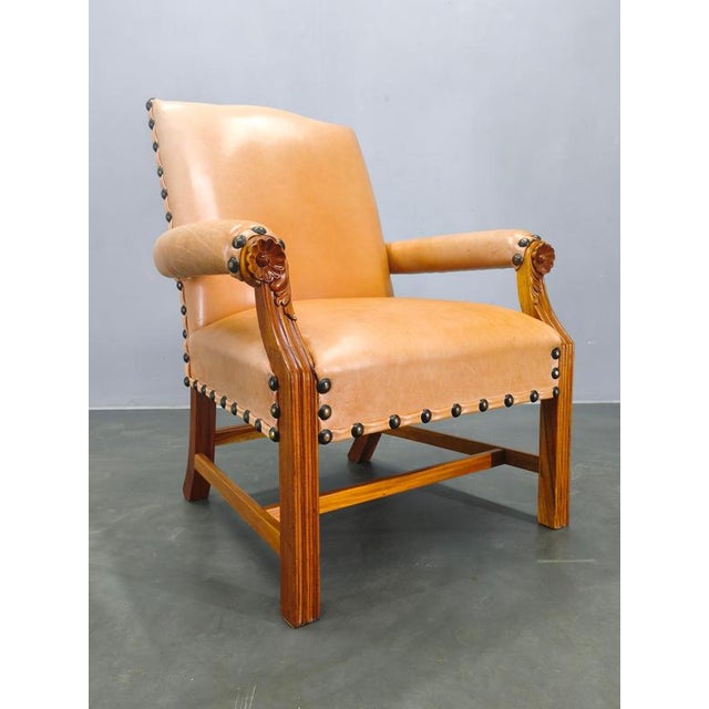 Antique Danish Leather Armchair, 1890s For Sale - Image 14 of 15