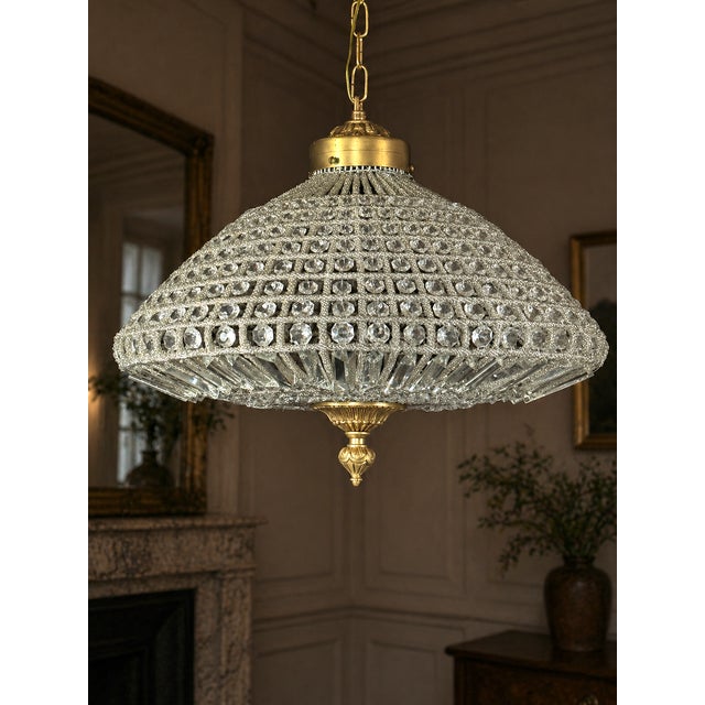 1960 French Gold Bronze Crystal Chandeliers - 2 PCS - Pair For Sale - Image 12 of 17