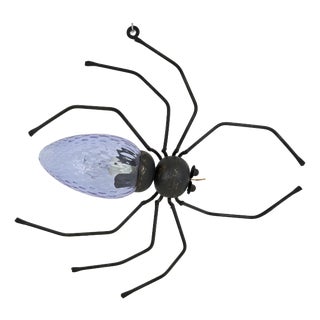 Mid-Century Modern Wall Lamp in Metal and Murano Glass Depicting a Spider, Italy, 1950s For Sale