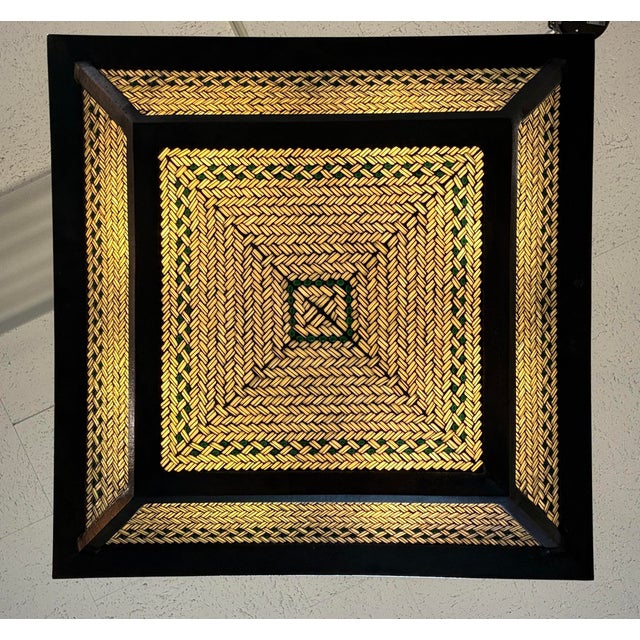 Hilliard Lamps Hilliard Lamps Art Mosaic Glass With Bronze Pyramid Chandelier For Sale - Image 4 of 12