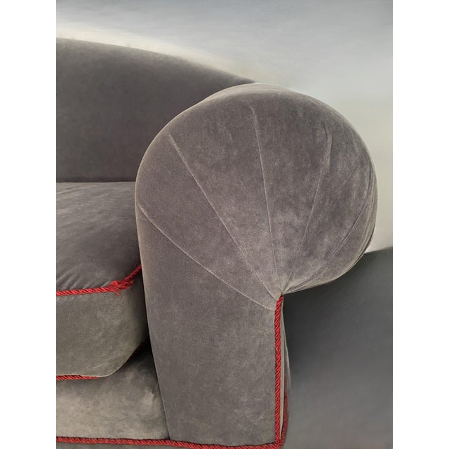 Vintage Camelback Velvet Sofa For Sale - Image 4 of 8