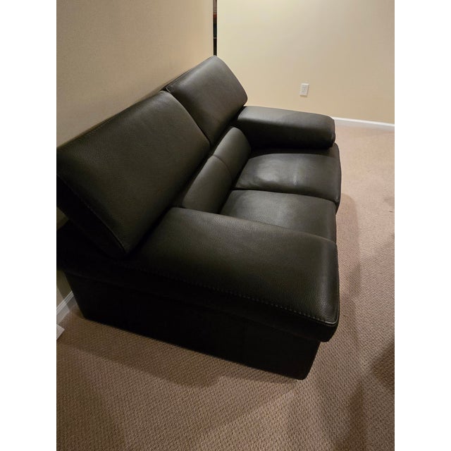 Modern Modern Roche Bobois Black Leather Sofa With Adjustable Headrests For Sale - Image 3 of 8