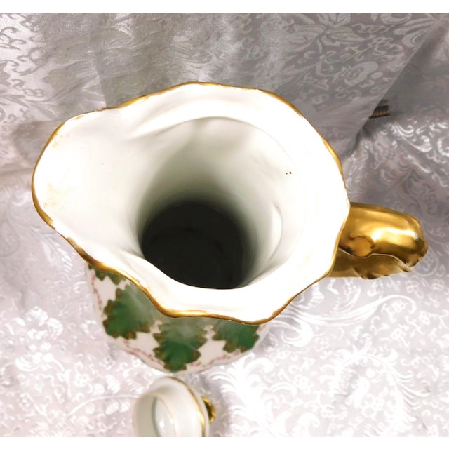 1900s Gerard, Dufraisseix & Abbot Green White and Gold Chocolate Pot For Sale - Image 9 of 11