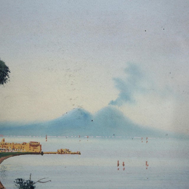 Italian Antique Italian Venetian Watercolor Costal Landscape Signed by Bring C1912 For Sale - Image 3 of 9