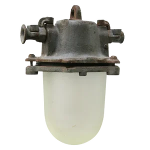 Industrial Gray Cast Iron Frosted Glass Pendant Lamp