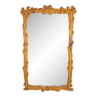 C. 1940s Carved Wood Black Forest Style Mirror, Made in Italy For Sale