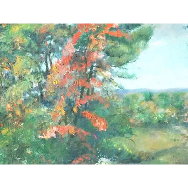 Red 1940s "The Elkton Road" Realist Rustic Landscape Oil Painting, Framed For Sale - Image 8 of 11