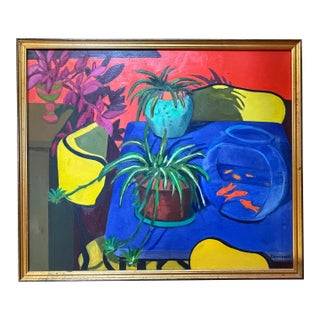 Lg Fauvist Style Still Life Homage Goldfish For Sale