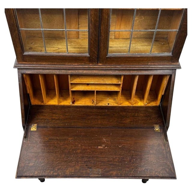 20th Century Jacobean Oak Bureau Bookcase For Sale - Image 6 of 15