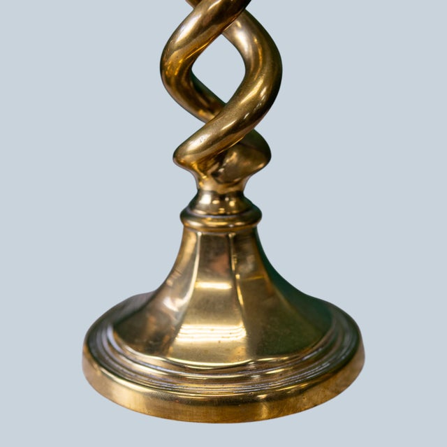 Pair of 19th Century English Brass Barley Twist Candlesticks For Sale - Image 12 of 12