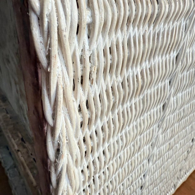 Wood Vintage White Wicker Hamper Storage Chest Jamaican Collection For Sale - Image 7 of 10