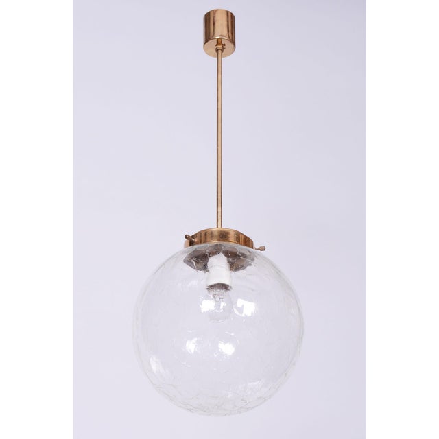 1960s Mid-Century Czech Brass and Glass Pendant attributed to Kamenický Šenov, 1960s For Sale - Image 5 of 9