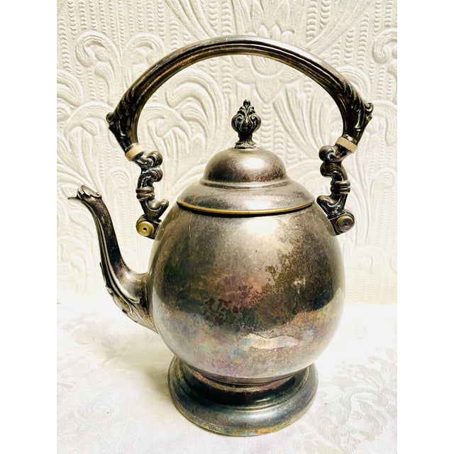 Antique 1880’s Silver-Plated Brass Gooseneck Tea Pot For Sale - Image 11 of 11