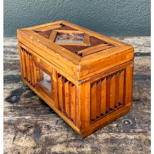 Wood Vintage Inlay Wooden Box For Sale - Image 7 of 12