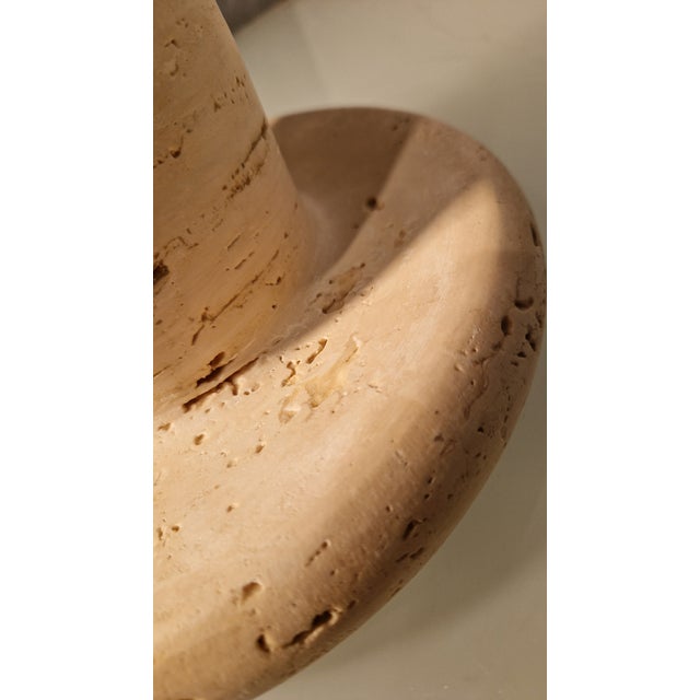 Metal Clear Glass Table Lamp with Red Glass and Travertine Marble Base from La Murrina, 1970s For Sale - Image 7 of 9