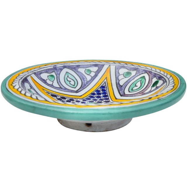 Mid 20th Century Purple & Orange Moroccan Ceramic Wall Plate For Sale In New York - Image 6 of 7