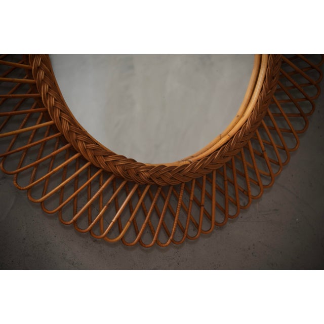 Mid-Century Modern Mid-Century Modern Rattan Wall Mirror from Olaf Von Bohr, Italy, 1960s For Sale - Image 3 of 10