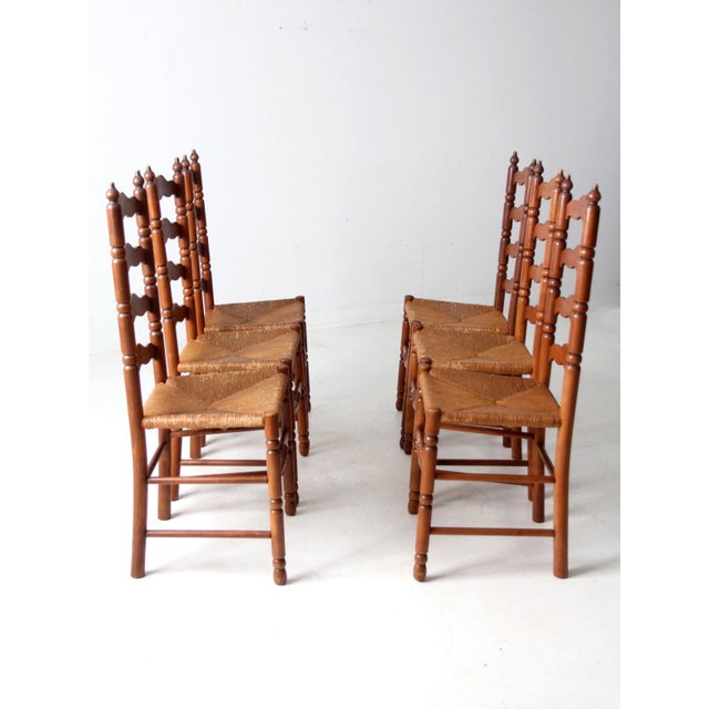 Vintage Tell City Chair Company Rush Seat Dining Chairs Pair For Sale - Image 4 of 12