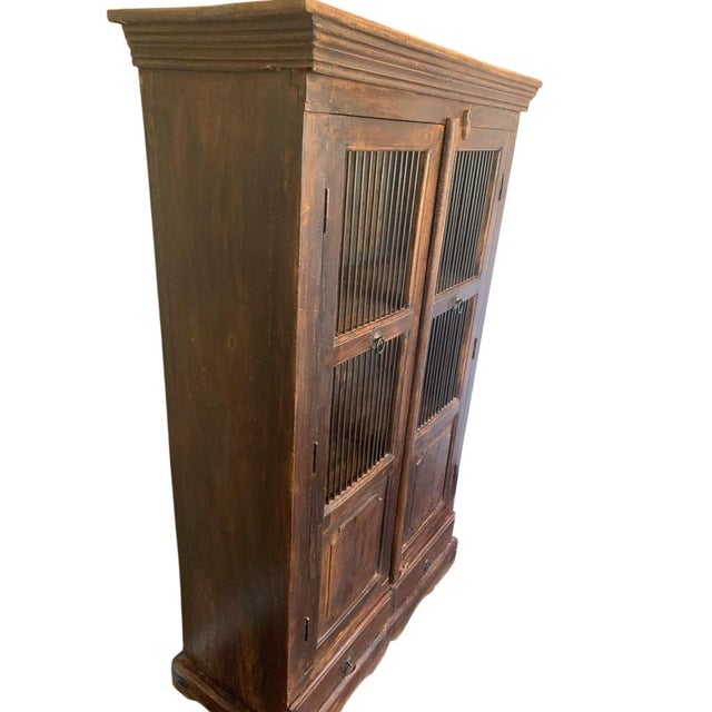 1940s Teak Spindle Front Bird Cage Storage Cabinet For Sale - Image 4 of 9