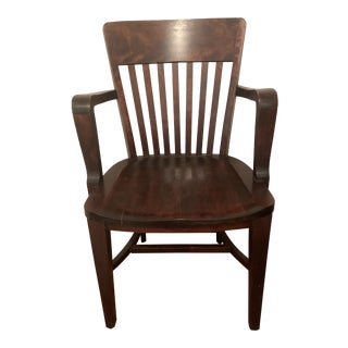 1920s Vintage Banker Wood Chair For Sale