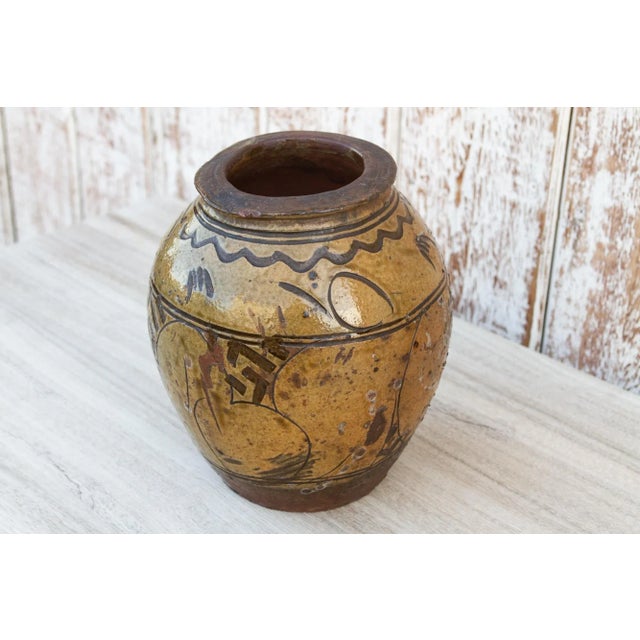 Antique Martaban Golden Brown Oil Pot For Sale - Image 4 of 9