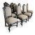 A set of 10 exquisite Aesthetic Movement ebonized dining chairs on casters, newly upholstered in steel gray Warwick...