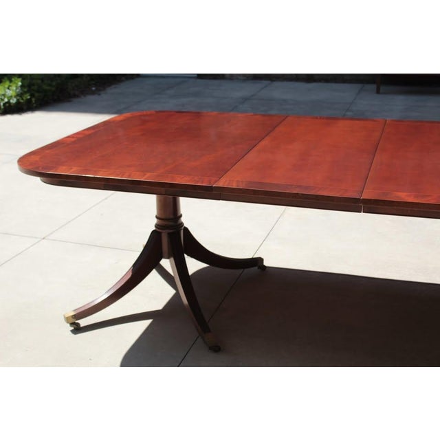 Antique Mahogany Double Pedestal Duncan Phyfe Style Dining Table With Three Extension Leaves For Sale In Greensboro - Image 6 of 10