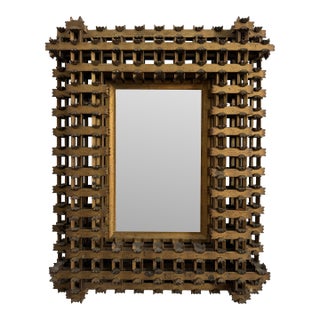 Antique 19th C. Folk/Tramp Art Golden Crown of Thorns Frame For Sale