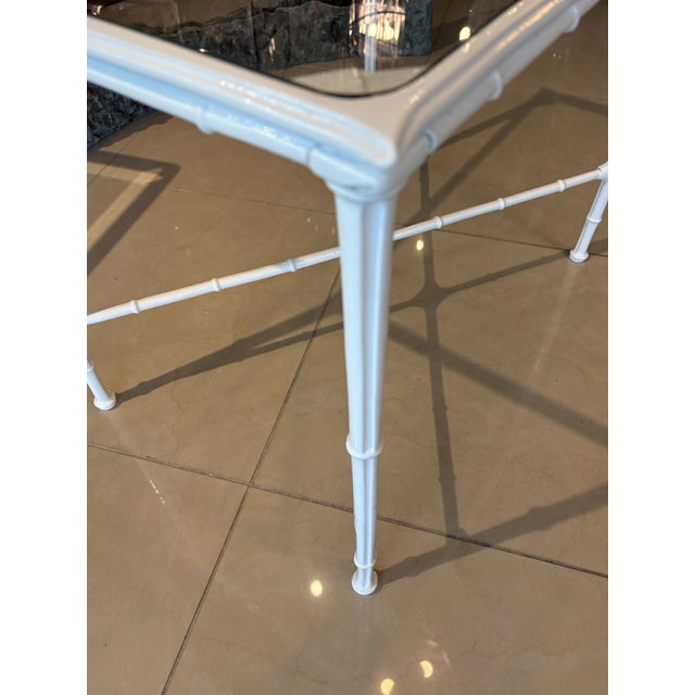 Vintage Brown Jordan Calcutta side end patio outdoor table. This has been newly powder-coated in a glass white. New glass...
