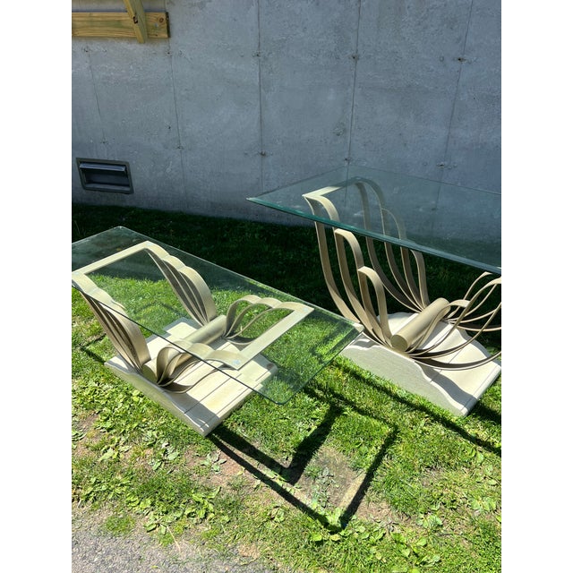 1930s Vintage 1930s Sculptural Glass Console and Coffee Table Set For Sale - Image 5 of 13