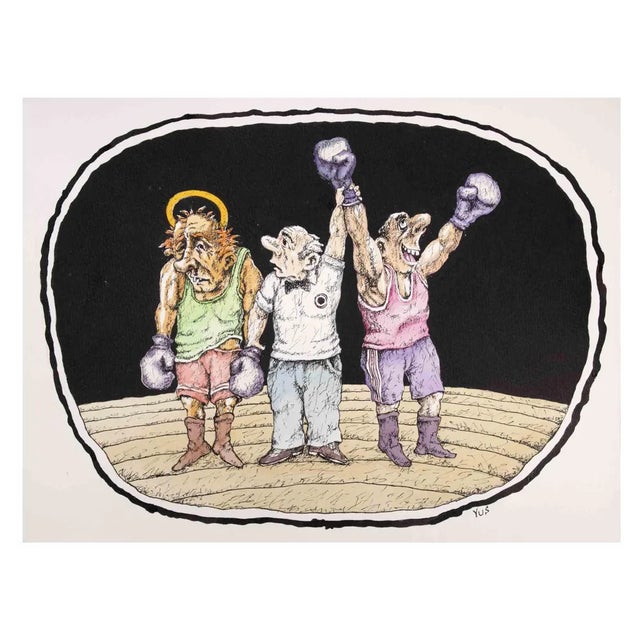 Yus, The Winner, Watercolor & Ink, 1990s For Sale