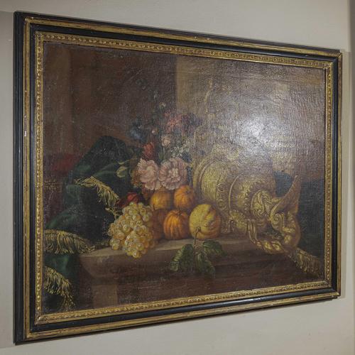 This refined antique oil painting on canvas dates back to the first half of the twentieth century and represents a...