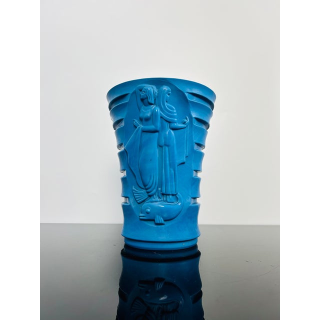 Art Deco Ingrid Model 371 Turquoise Glass Vase by Curt Schlevogt, Czechoslovakia, 1937 For Sale - Image 10 of 10