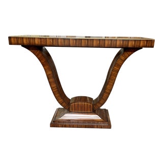 Theodore Alexander Exotic Morado & Brass Vanucci Tulip Sunburst Console Table For Sale