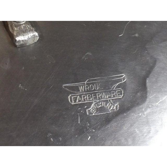 Victorian Hand Hammered Wrought Farberware Brooklyn Ny With Inserted China Plate Platter Tray For Sale - Image 9 of 11