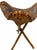 Burnt Umber Vintage 1960s Mexican Brown Leather Tripod Folding Stool For Sale - Image 8 of 8