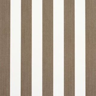 Schumacher Edwin Stripe Medium Wallpaper in Mocha For Sale