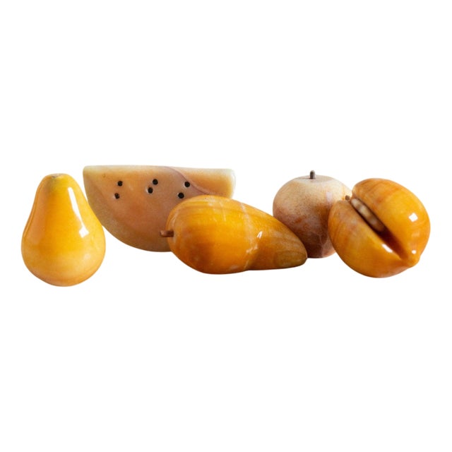 Vintage Yellow Alabaster Fruits, Italy, 1970s, Set of 5 For Sale