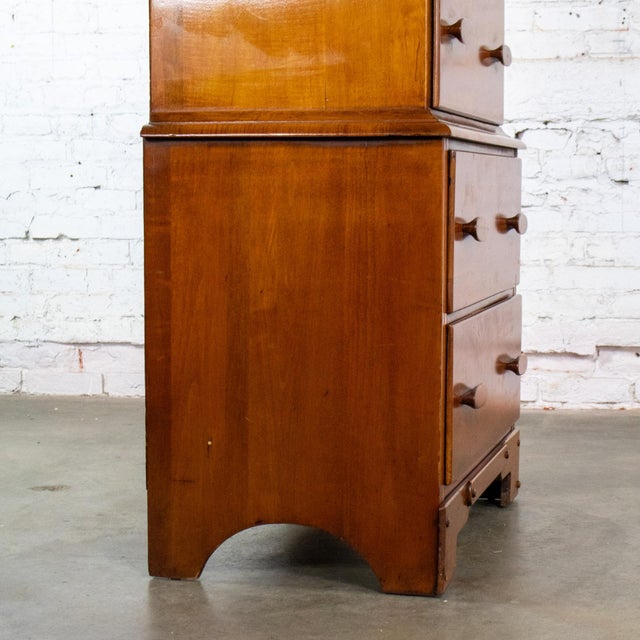 1930s to 1950s Transitional Solid Maple Tall Chest of Drawers With Hand Carved Pulls For Sale - Image 15 of 18