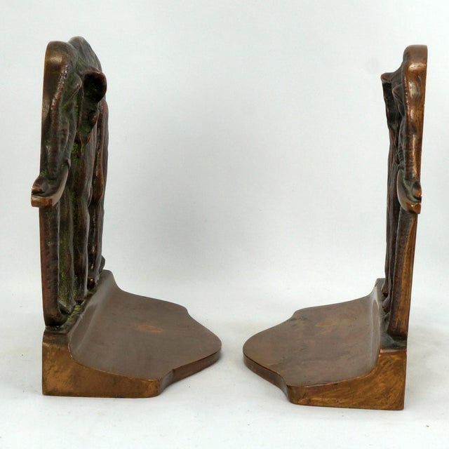 1930s Pair of Vintage Bronze Elephant Bookends 1920's/30's For Sale - Image 5 of 8