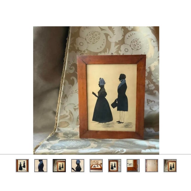 Antique 19th Century American Double Silhouette Portrait, Wood Frame For Sale - Image 10 of 11