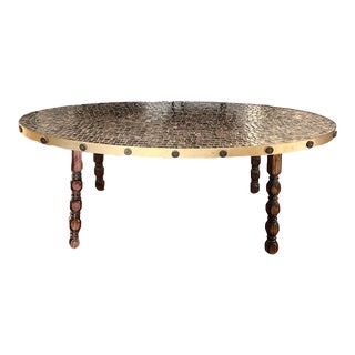 Mid Century Metal Tile Top Coffee Table For Sale
