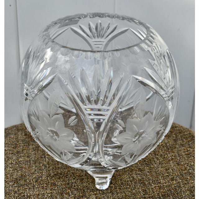 Vintage Irena Heavy Cut Crystal Round Footed Bowl For Sale - Image 11 of 13