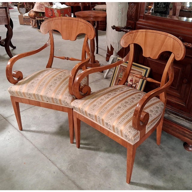 Biedermeier Armchairs in Light Wood, 1800s, Set of 2 For Sale - Image 4 of 8