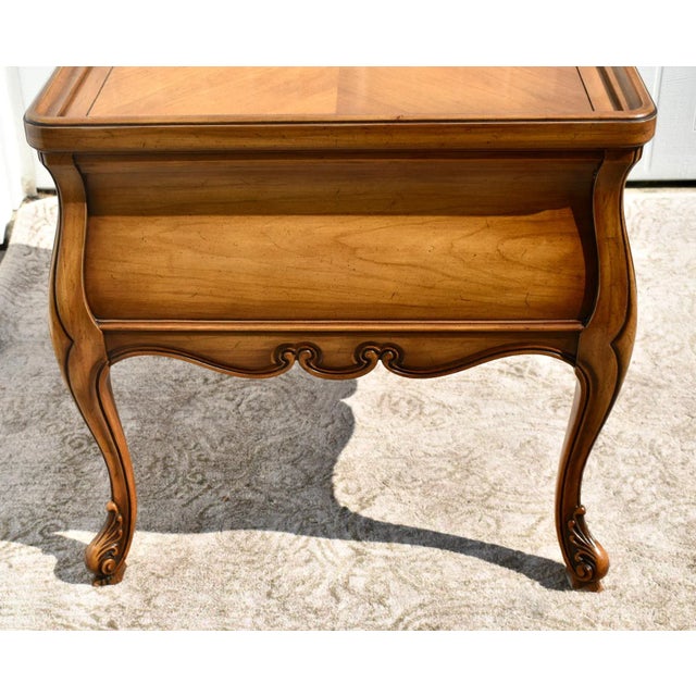 Wood Weiman Cherry End Tables Carved French Provincial Side Nightstand Pair 60s For Sale - Image 7 of 12