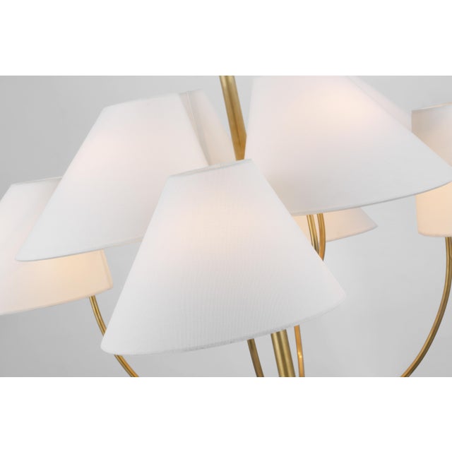 Kinsley Large Two-Tier Chandelier in Soft Brass with Linen Shades Designer: kate spade new york Fixture Height: 24.5" Min....